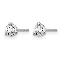 14K White Gold 0.38 Carat Lab Grown Diamond VS+ F+ Round Complete Three Prong Stud Earrings view 2