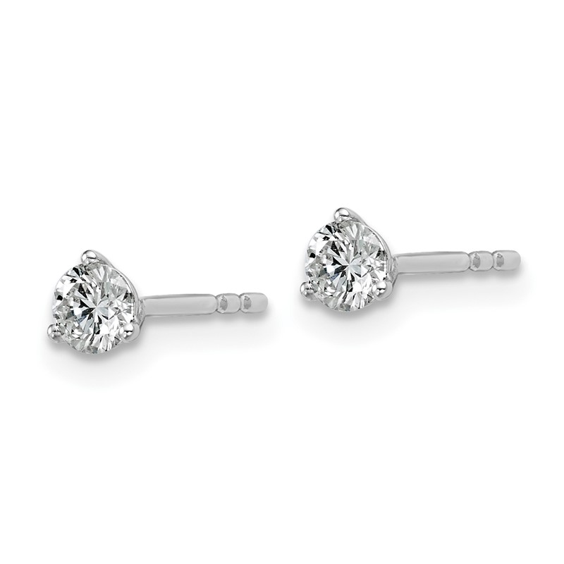 14k White Gold 3/8 ctw Lab Grown Diamond VS+ F+ Round 3 Prong Heavy Wt. Stud Earrings