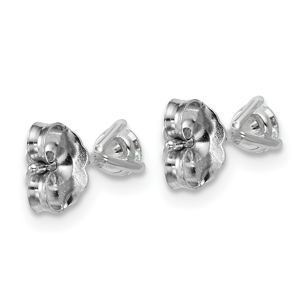 14k White Gold 3/8 carat Lab Grown Diamond VS+ F+ Round Complete Three Prong Stud Earrings (EM1007-037-WLD)