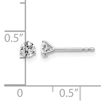 14K White Gold 0.38 Carat Lab Grown Diamond VS+ F+ Round Complete Three Prong Stud Earrings view 5
