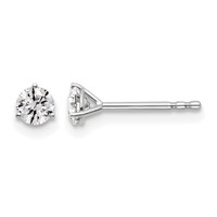 14K White Gold 0.38 Carat Lab Grown Diamond VS+ F+ Round Complete Three Prong Stud Earrings view 1