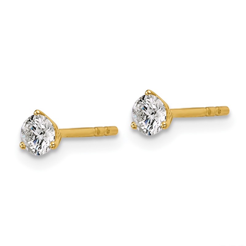 14k Yellow Gold 3/8 ctw Lab Grown Diamond VS/SI+ G+ Round 3 Prong Heavy Wt. Stud Earrings