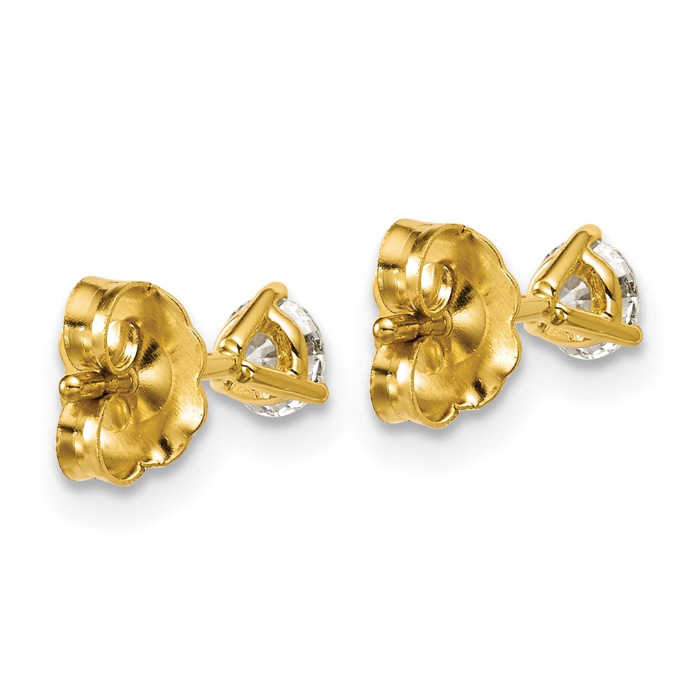 14k 3/8 carat Lab Grown Diamond VS/SI+ G+ Round Complete Three Prong Stud Earrings (EM1007-037-LG)