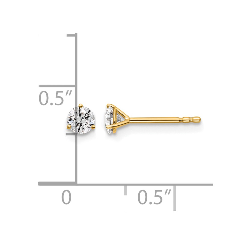 14k 3/8 carat Lab Grown Diamond VS/SI+ G+ Round Complete Three Prong Stud Earrings (EM1007-037-LG)