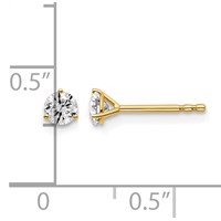 14K Yellow Gold 0.38 Carat Lab Grown Diamond VS+ F+ Round Complete Three Prong Stud Earrings view 5
