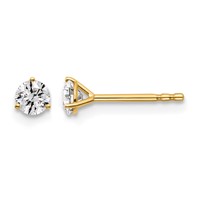14K Yellow Gold 0.38 Carat Lab Grown Diamond VS+ F+ Round Complete Three Prong Stud Earrings view 1