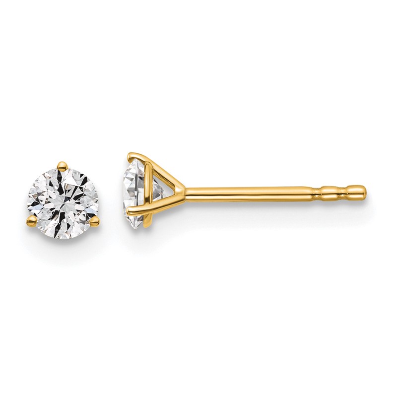 14k Yellow Gold 3/8 ctw Lab Grown Diamond VS/SI+ G+ Round 3 Prong Heavy Wt. Stud Earrings
