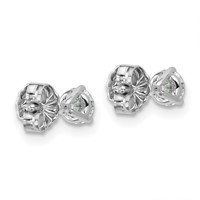 18K White Gold 0.50 Carat Lab Grown Diamond VS+ F+ Round Complete Three Prong Stud Earrings view 3