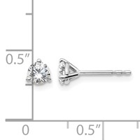 18K White Gold 0.50 Carat Lab Grown Diamond VS+ F+ Round Complete Three Prong Stud Earrings view 4