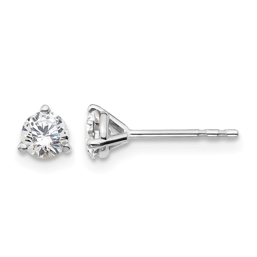 18K White Gold 0.50 Carat Certified Lab Grown Diamond VS+ F+ Round Complete Three Prong Stud Earrings