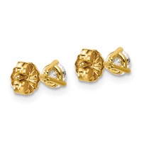 18K Yellow Gold 0.50 Carat Lab Grown Diamond VS+ F+ Round Complete Three Prong Stud Earrings view 3