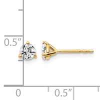 18K Yellow Gold 0.50 Carat Lab Grown Diamond VS+ F+ Round Complete Three Prong Stud Earrings view 4