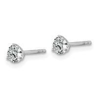 Platinum 0.50 Carat Lab Grown Diamond VS+ F+ Round Complete Three Prong Stud Earrings view 2