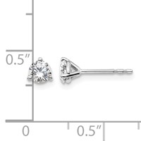 Platinum 0.50 Carat Lab Grown Diamond VS+ F+ Round Complete Three Prong Stud Earrings view 4