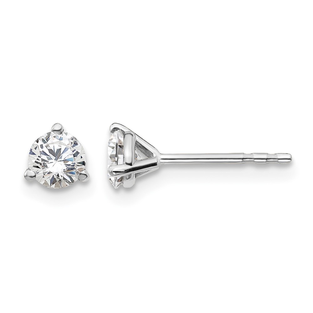 Platinum 0.50 Carat Lab Grown Diamond VS+ F+ Round Complete Three Prong Stud Earrings
