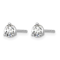 14K White Gold 0.50 Carat Lab Grown Diamond VS SI+ G+ Round Complete Three Prong Stud Earrings view 2