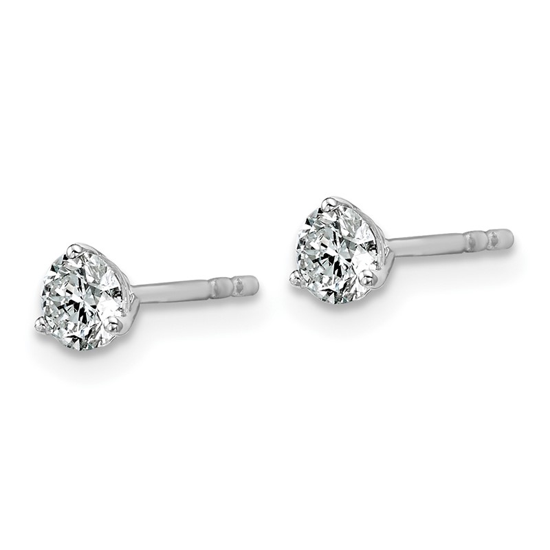 14k White Gold 1/2 ctw Certified Lab Grown Diamond VS/SI+ G+ Round 3 Prong Heavy Wt. Stud Earrings