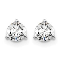 14K White Gold 0.50 Carat Lab Grown Diamond VS SI+ G+ Round Complete Three Prong Stud Earrings view 3