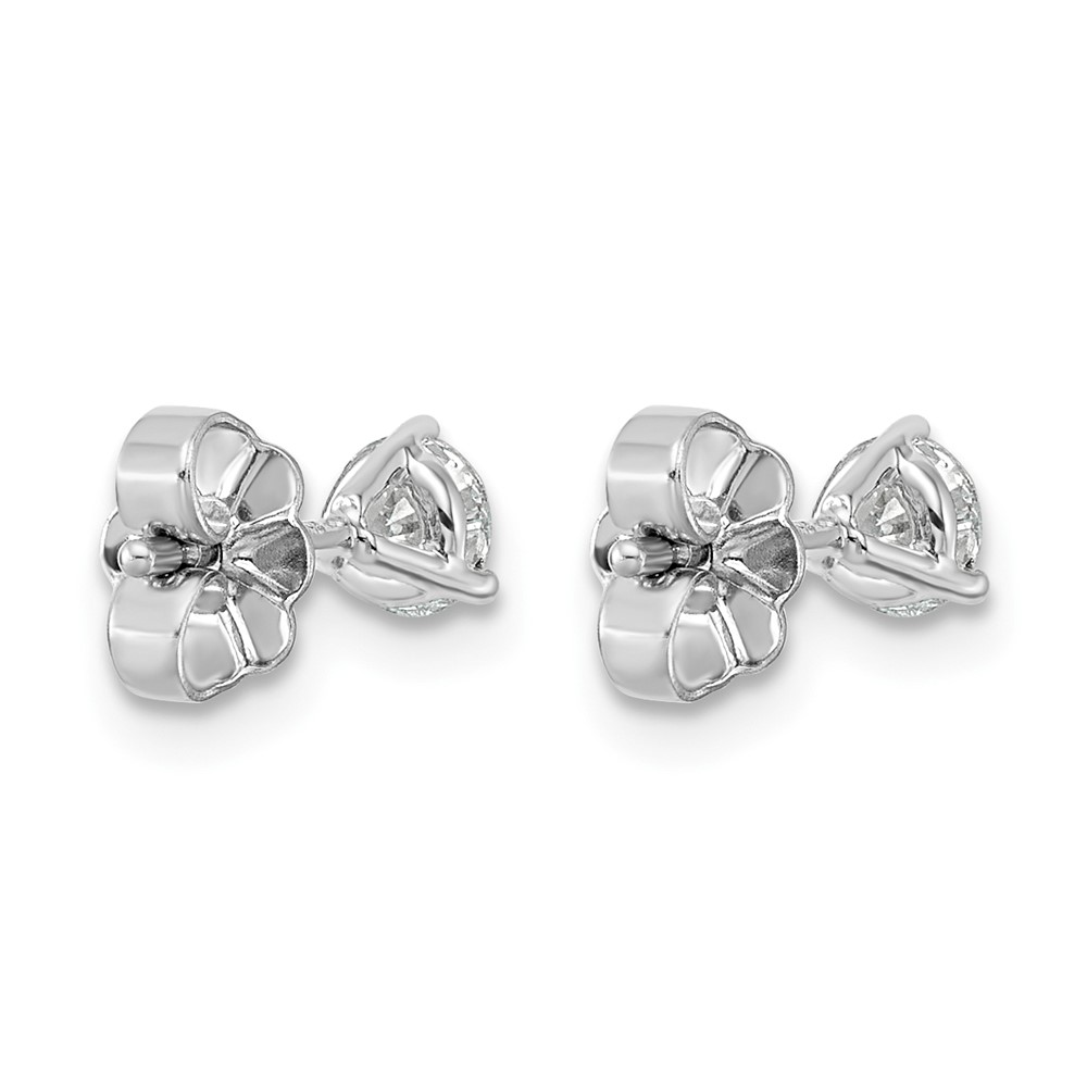 14k White Gold 1/2 carat Lab Grown Diamond VS+ F+ Round Complete Three Prong Stud Earrings (EM1007-050-WLD)