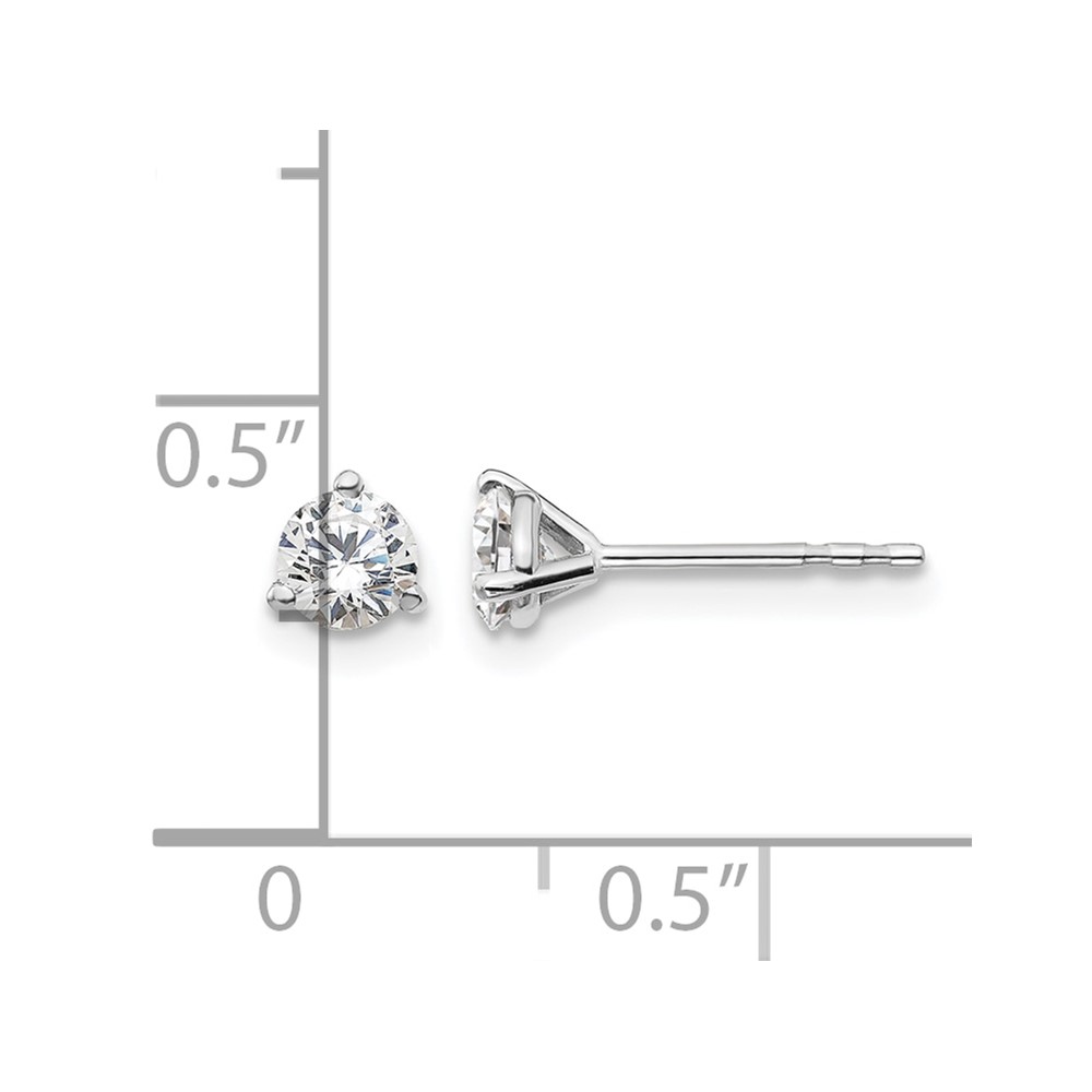 14k White Gold 1/2 carat Lab Grown Diamond VS+ F+ Round Complete Three Prong Stud Earrings (EM1007-050-WLD)