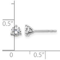 14K White Gold 0.50 Carat Lab Grown Diamond VS SI+ G+ Round Complete Three Prong Stud Earrings view 5