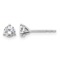 14K White Gold 0.50 Carat Lab Grown Diamond VS SI+ G+ Round Complete Three Prong Stud Earrings view 1
