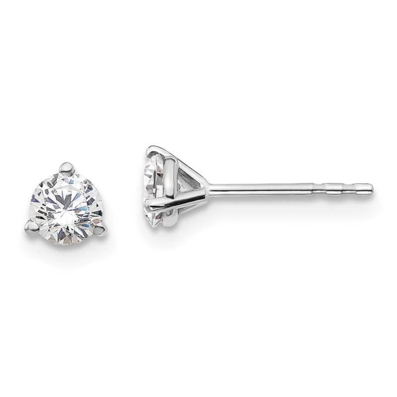 14k White Gold 1/2 ctw Certified Lab Grown Diamond VS/SI+ G+ Round 3 Prong Heavy Wt. Stud Earrings