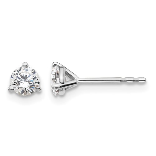 14K White Gold 0.5 Carat Lab Grown Diamond VS SI+ G+ Round Complete Three Prong Stud Earrings