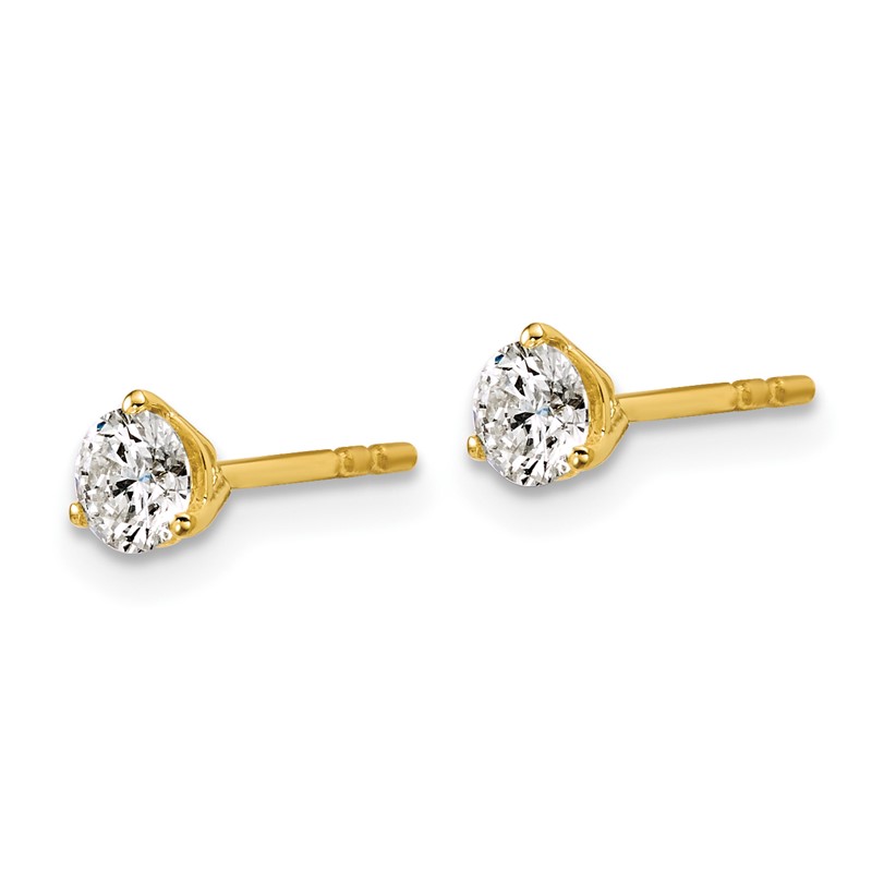 14k Yellow Gold 1/2 ctw Certified Lab Grown Diamond VS+ F+ Round 3 Prong Heavy Wt. Stud Earrings
