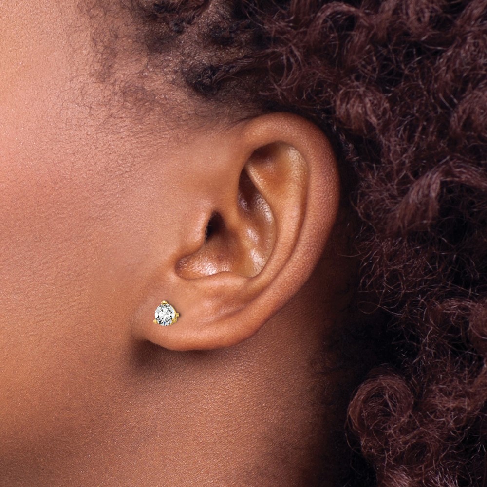 14k 1/2 carat Lab Grown Diamond VS+ F+ Round Complete Three Prong Stud Earrings (EM1007-050-LD)