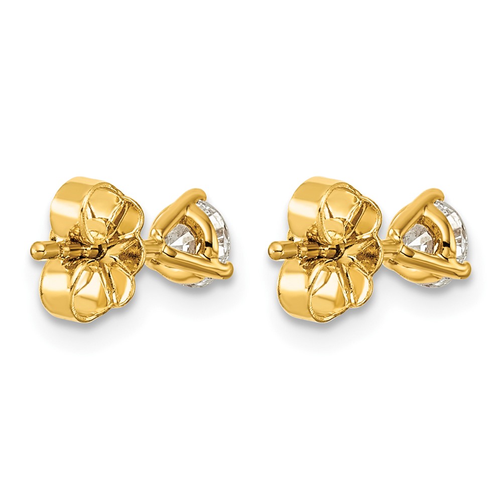 14k 1/2 carat Lab Grown Diamond VS+ F+ Round Complete Three Prong Stud Earrings (EM1007-050-LD)