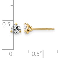 14K Yellow Gold 0.50 Carat Lab Grown Diamond VS+ F+ Round Complete Three Prong Stud Earrings view 5
