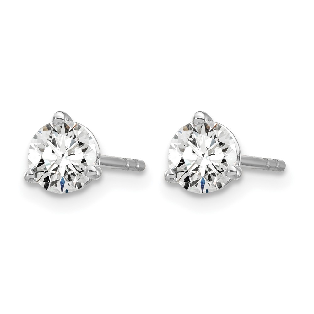 14k White Gold 5/8 carat Lab Grown Diamond VS+ F+ Round Complete Three Prong Stud Earrings (EM1007-066-WLD)