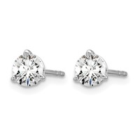 14K White Gold 0.62 Carat Certified Lab Grown Diamond VS+ F+ Round Complete Three Prong Stud Earrings view 2