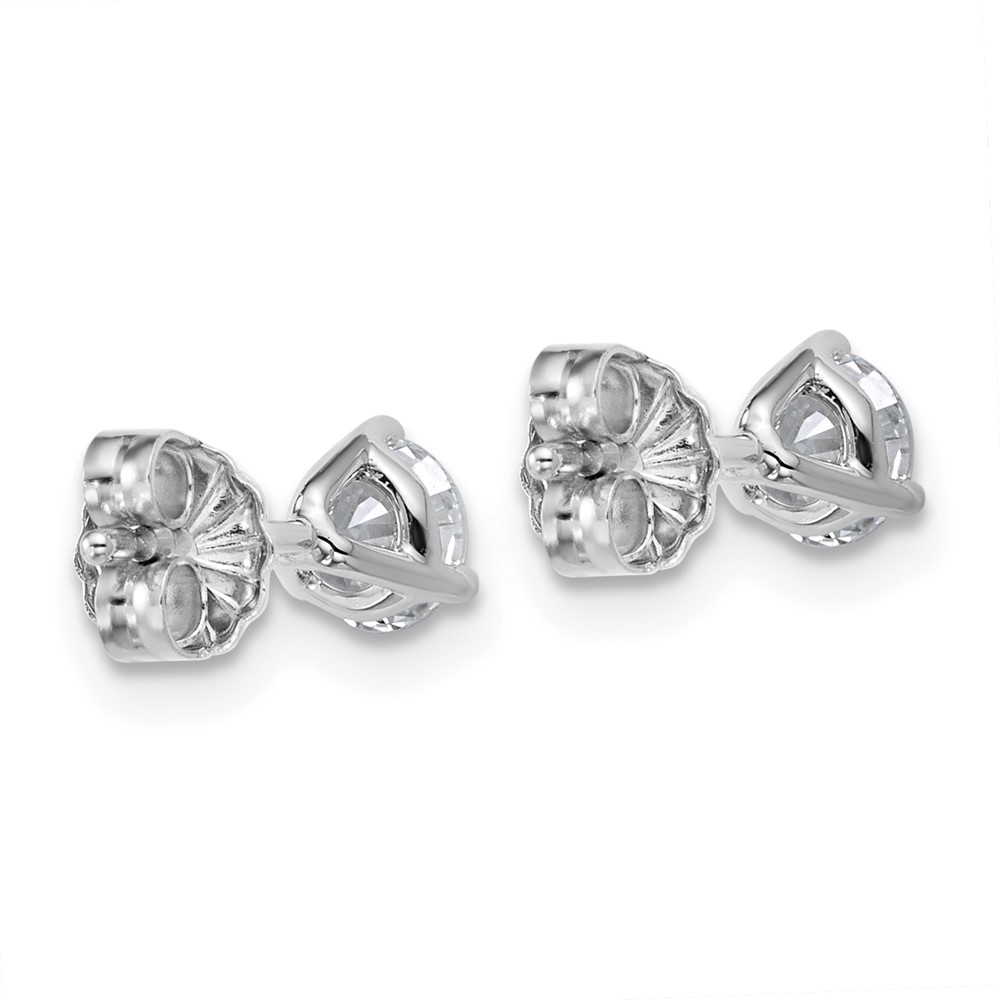 14k White Gold 5/8 carat Lab Grown Diamond VS+ F+ Round Complete Three Prong Stud Earrings (EM1007-066-WLD)