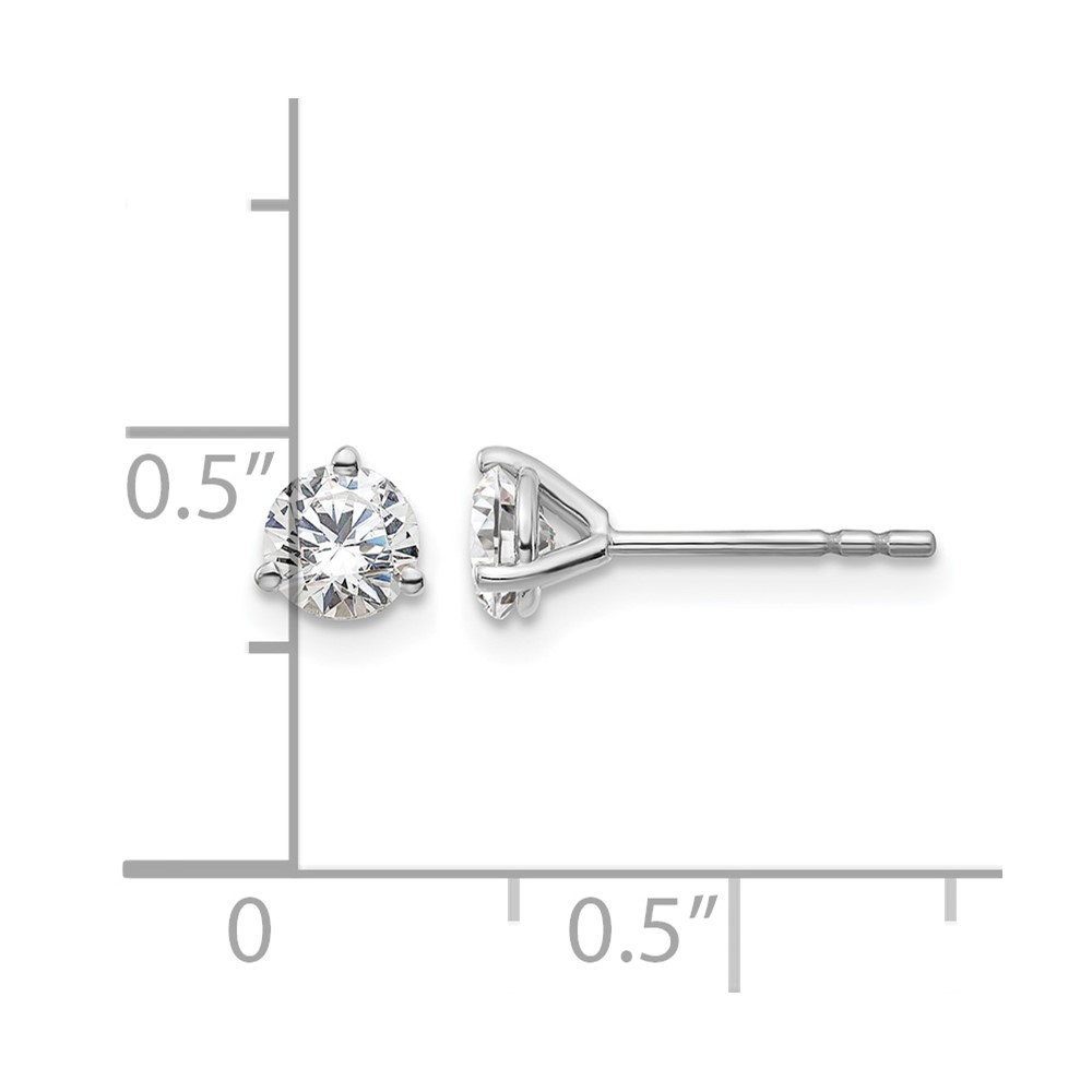 14k White Gold 5/8 carat Lab Grown Diamond VS+ F+ Round Complete Three Prong Stud Earrings (EM1007-066-WLD)