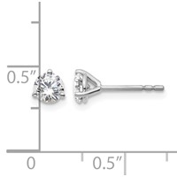 14K White Gold 0.62 Carat Certified Lab Grown Diamond VS+ F+ Round Complete Three Prong Stud Earrings view 5