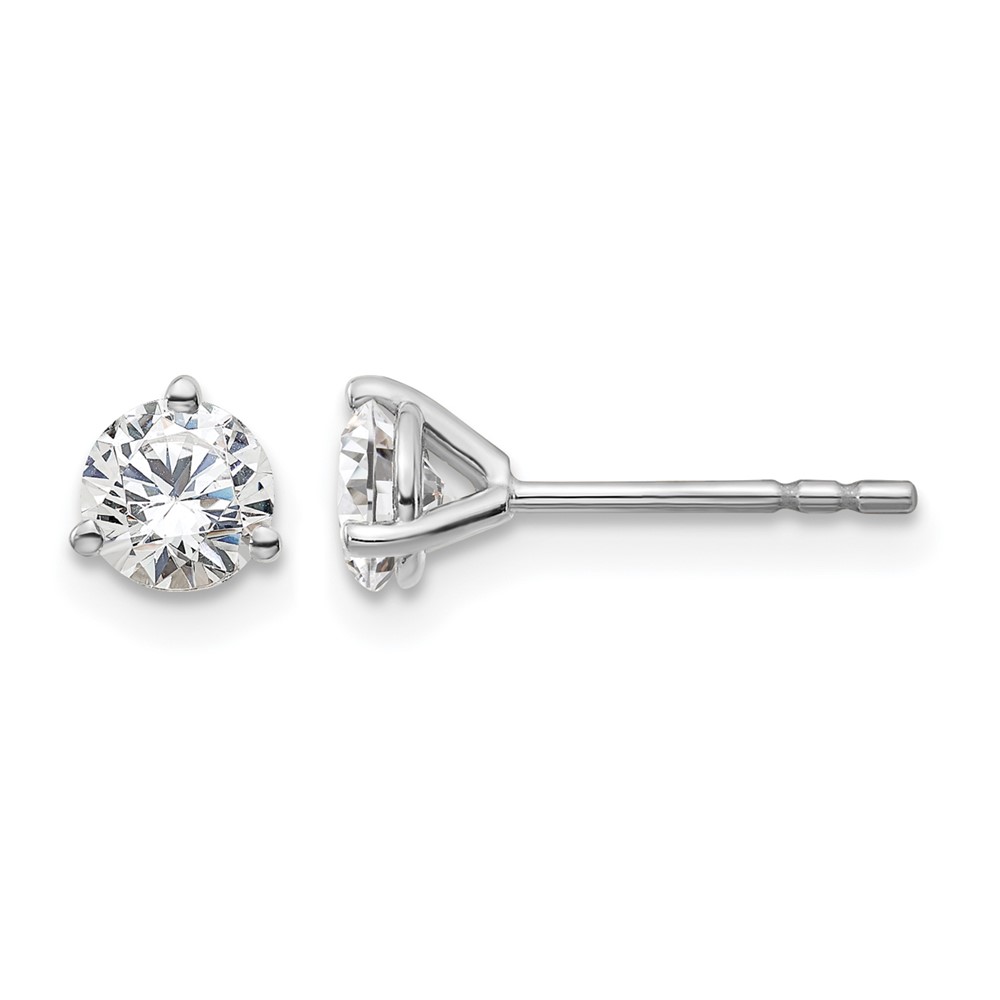 14k White Gold 5/8 carat Lab Grown Diamond VS+ F+ Round Complete Three Prong Stud Earrings (EM1007-066-WLD)