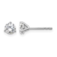 14K White Gold 0.62 Carat Certified Lab Grown Diamond VS+ F+ Round Complete Three Prong Stud Earrings view 1