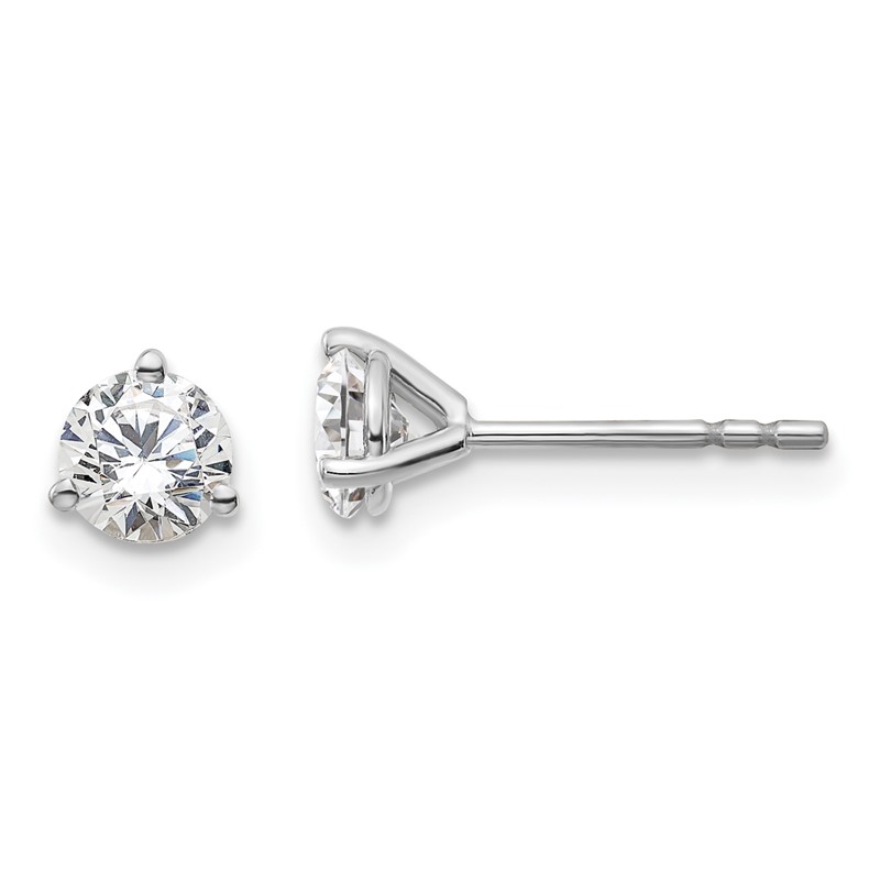 14k White Gold 2/3 ctw Certified Lab Grown Diamond VS+ F+ Round 3 Prong Heavy Wt. Stud Earrings