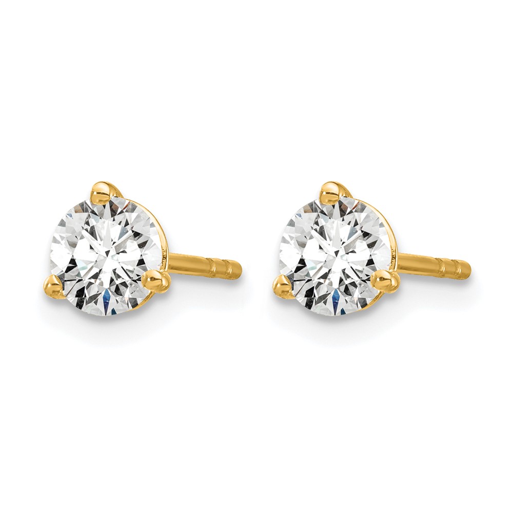14k 5/8 carat Lab Grown Diamond VS+ F+ Round Complete Three Prong Stud Earrings (EM1007-066-LD)