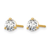 14K Yellow Gold 0.62 Carat Lab Grown Diamond VS+ F+ Round Complete Three Prong Stud Earrings view 2