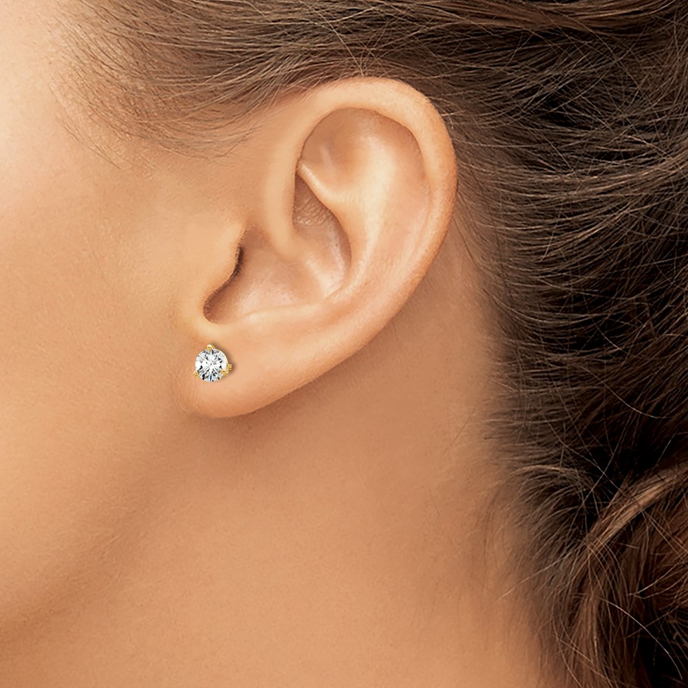 14k 5/8 carat Lab Grown Diamond VS+ F+ Round Complete Three Prong Stud Earrings (EM1007-066-LD)