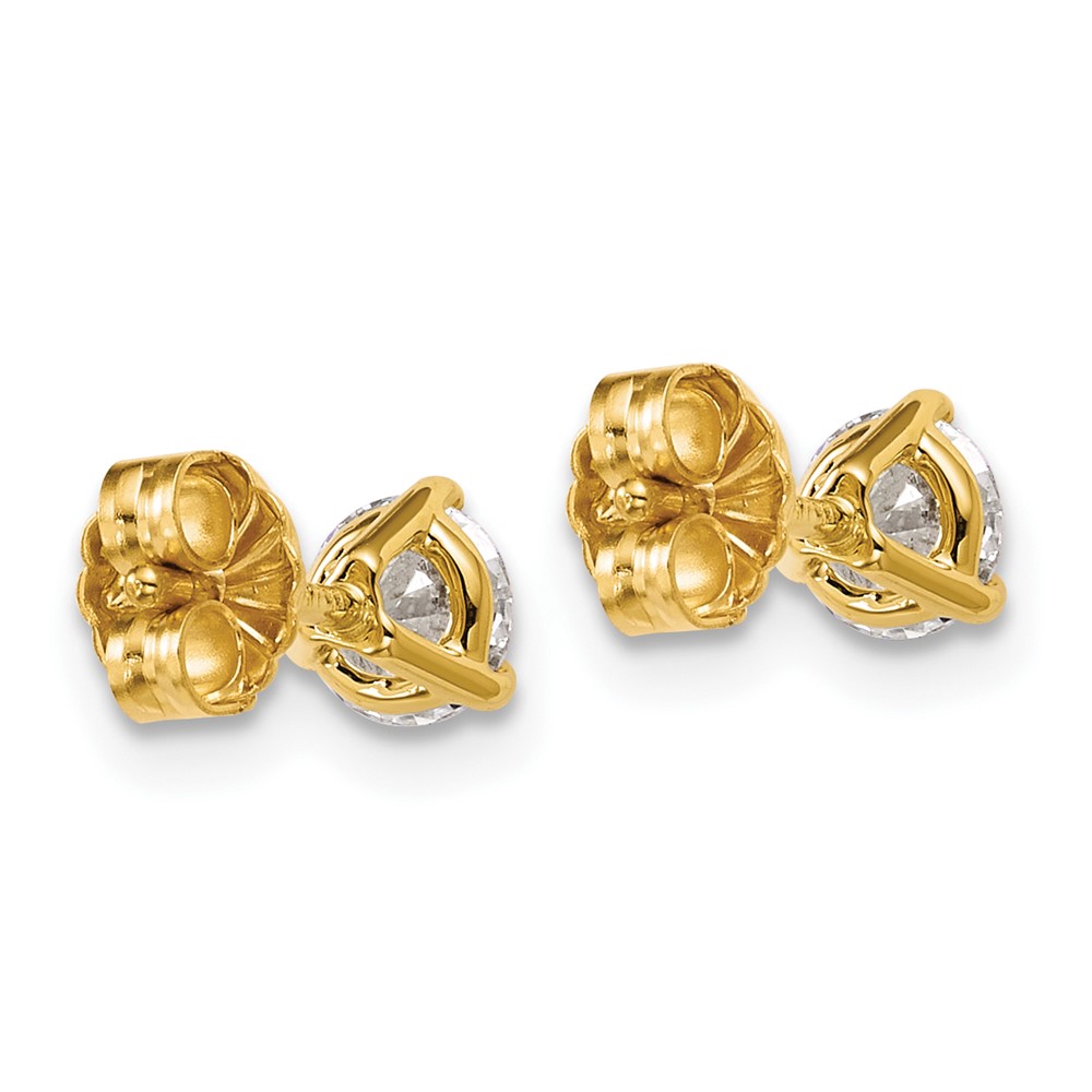 14k 5/8 carat Lab Grown Diamond VS+ F+ Round Complete Three Prong Stud Earrings (EM1007-066-LD)