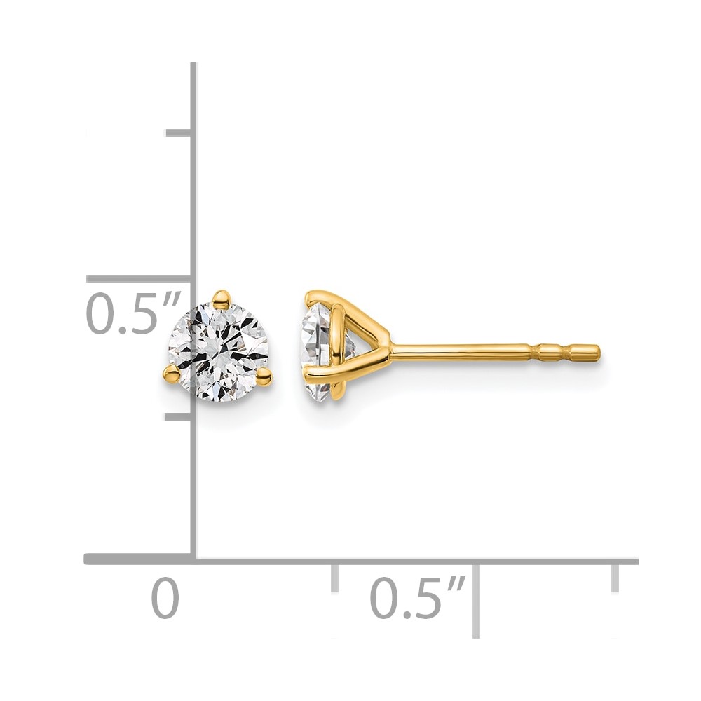 14k 5/8 carat Lab Grown Diamond VS+ F+ Round Complete Three Prong Stud Earrings (EM1007-066-LD)