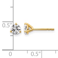14K Yellow Gold 0.62 Carat Lab Grown Diamond VS+ F+ Round Complete Three Prong Stud Earrings view 5