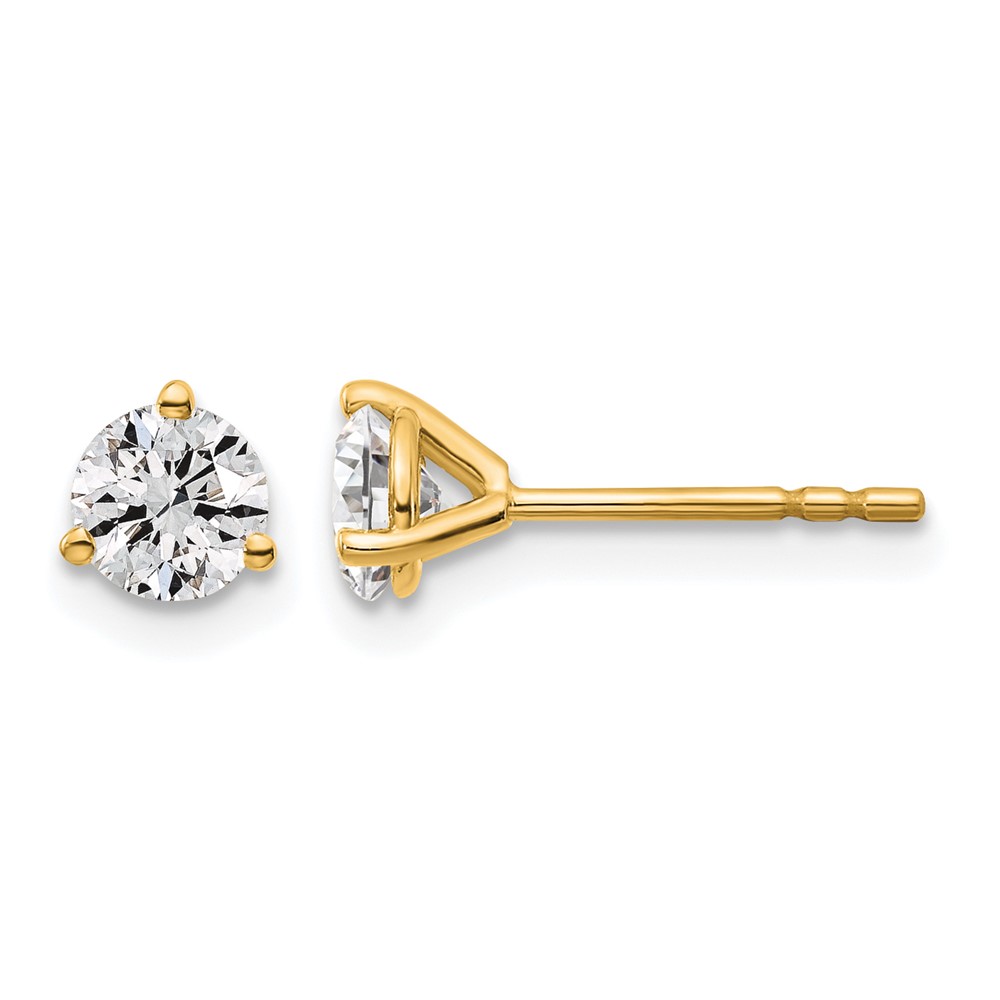 14k 5/8 carat Lab Grown Diamond VS+ F+ Round Complete Three Prong Stud Earrings (EM1007-066-LD)