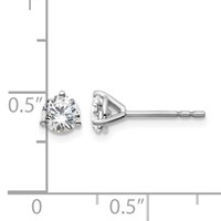 18K White Gold 0.75 Carat Lab Grown Diamond VS+ F+ Round Complete Three Prong Stud Earrings view 4