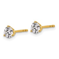 18K Yellow Gold 0.75 Carat Certified Lab Grown Diamond VS+ F+ Round Complete Three Prong Stud Earrings view 2
