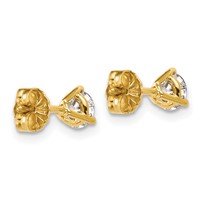 18K Yellow Gold 0.75 Carat Certified Lab Grown Diamond VS+ F+ Round Complete Three Prong Stud Earrings view 3